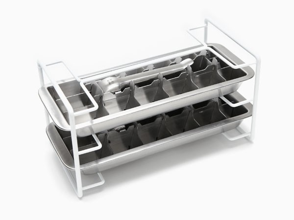 pizety Stainless Steel Ice Cube Trays Fast Ice & Dishwasher Safe 18 Slot Ice Cube Tray Metal Ice Tray with Lever